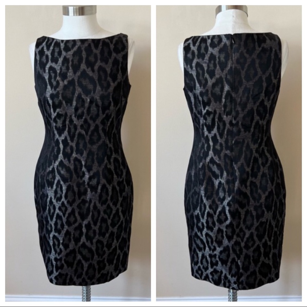 Ann Taylor Black and Gray Leopard Print Dress